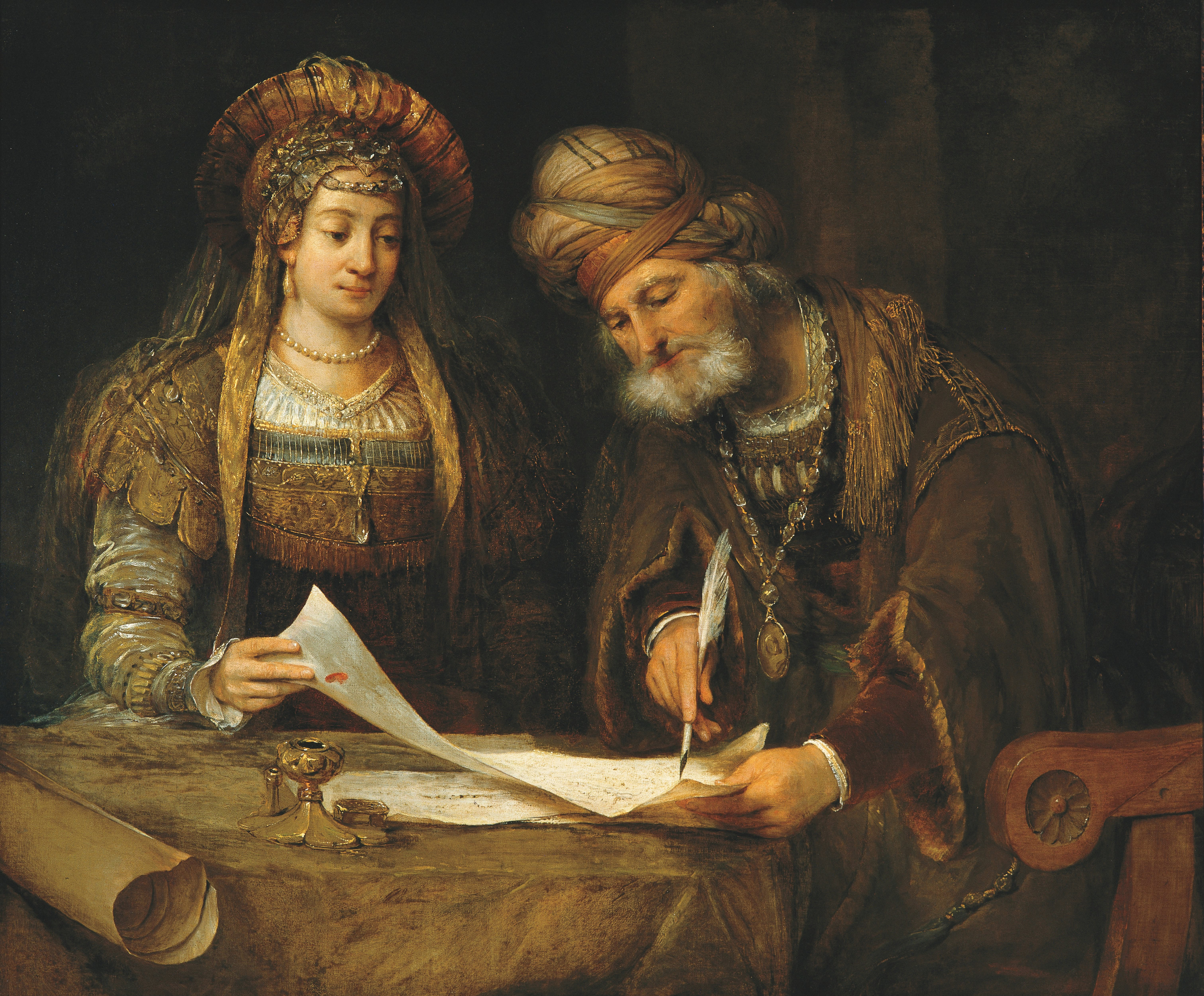 Ester_y_Mardoqueo_escribiendo_la_primera_carta_del_Purim_(Ester,_9-20-21)_-_Aert_de_GELDER_-_Google_Cultural_Institute